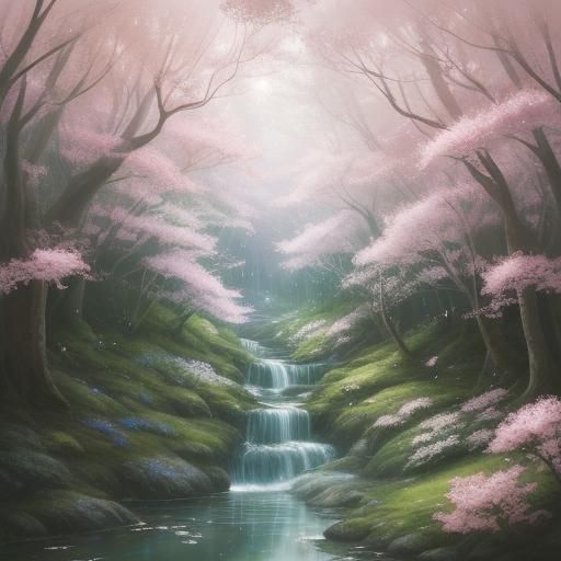 Girl in Forest with Fireflies: Ghibli Watercolor