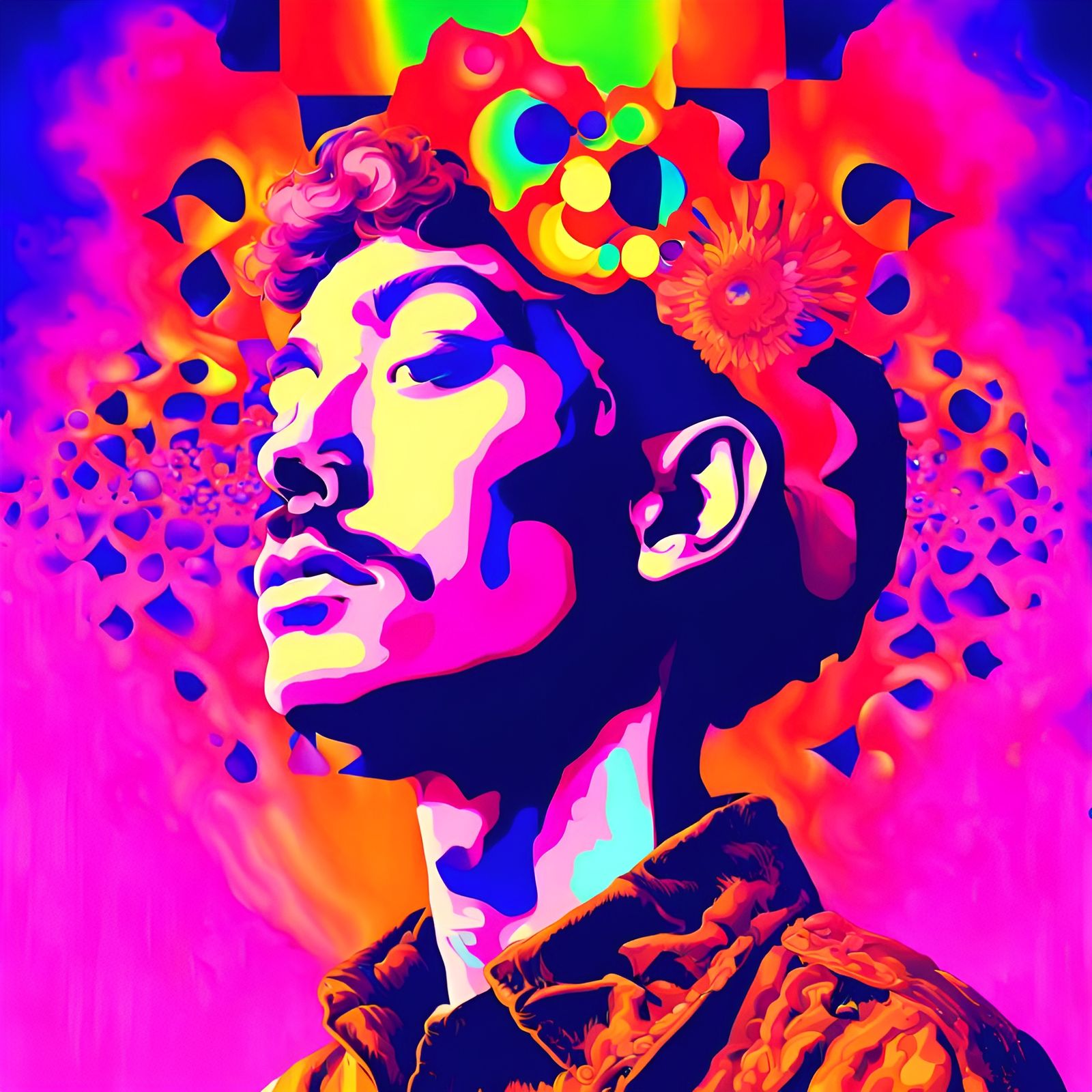 Psychedelic Portrait with Impossible Colors and Dithering
