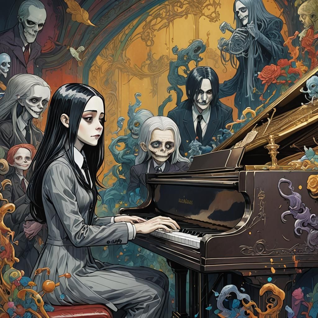 Thing from The Addams family playing the piano