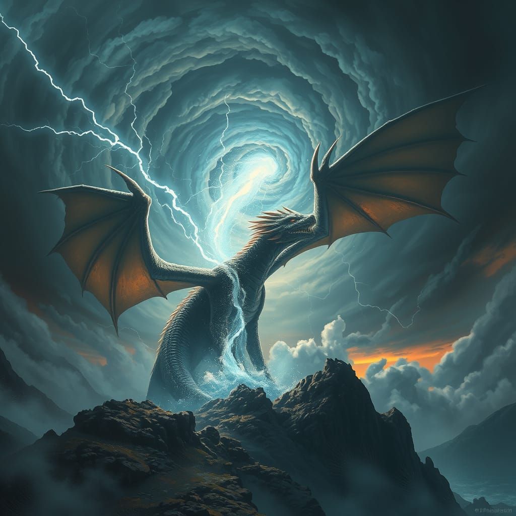 Ethereal Dragon Unleashes Stormy Fury