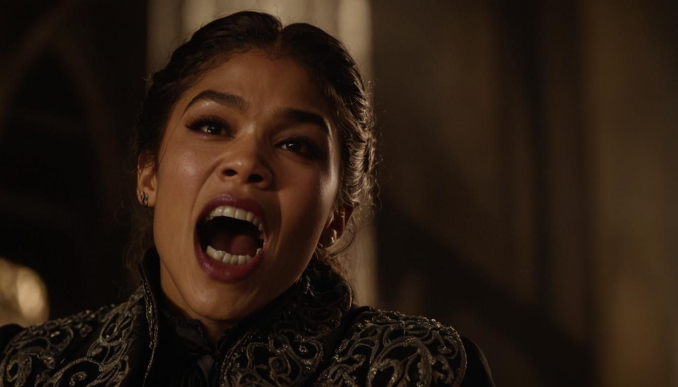 Vampire Hissing in Dark Gothic Portrait