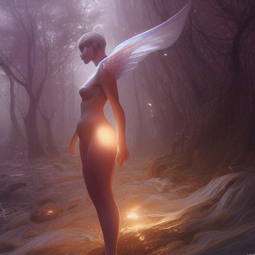 Dark Fantasy Nymph in Art Nouveau Style