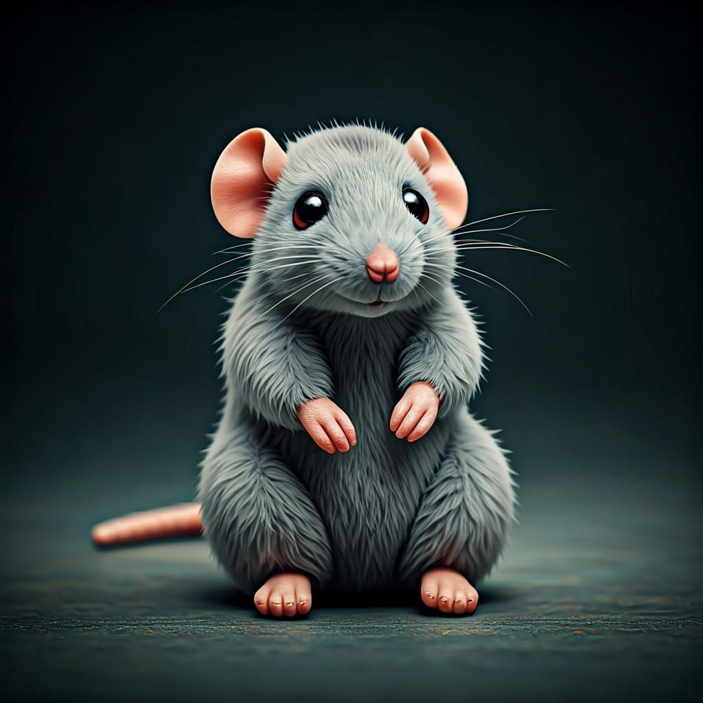 Mini Stuffed Rat in Whimsical Vibrant Style