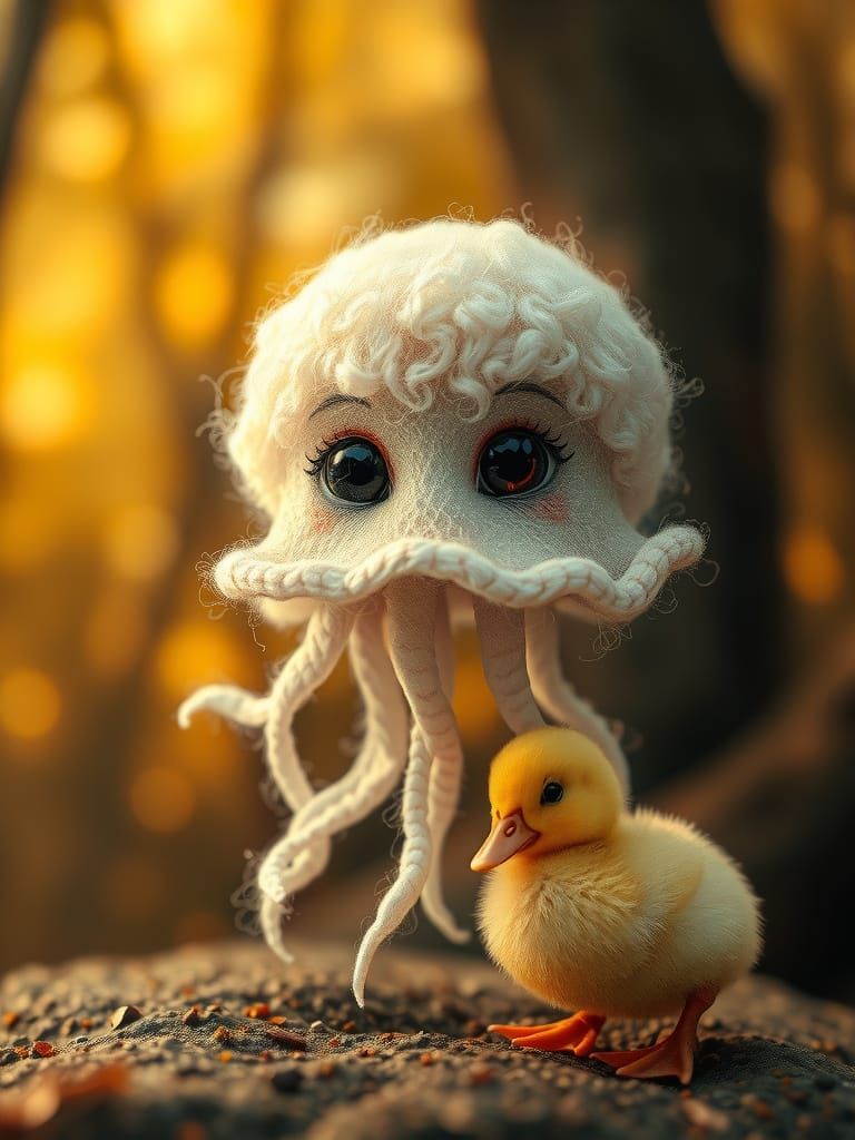 Whimsical Baby Jellyfish in Enchanted Forest