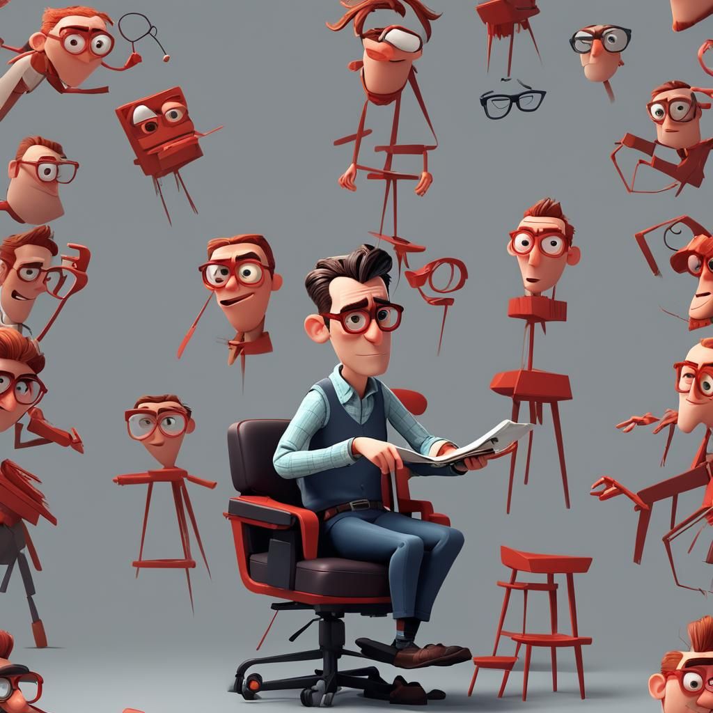 Man with Red Hair in Pixar 3D Animation Style