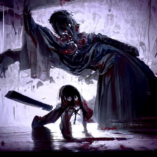 Yandere Horror in Doré and Rutkowski Style