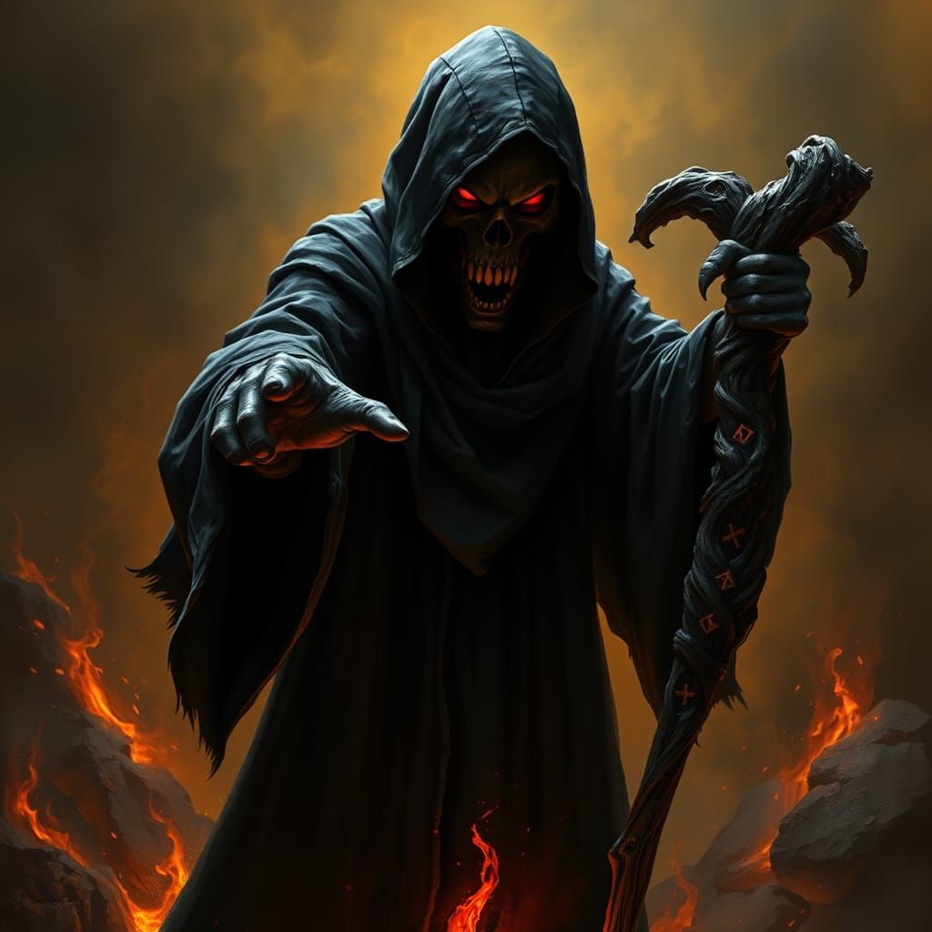Grim Reaper Summons Souls in a Fiery Inferno