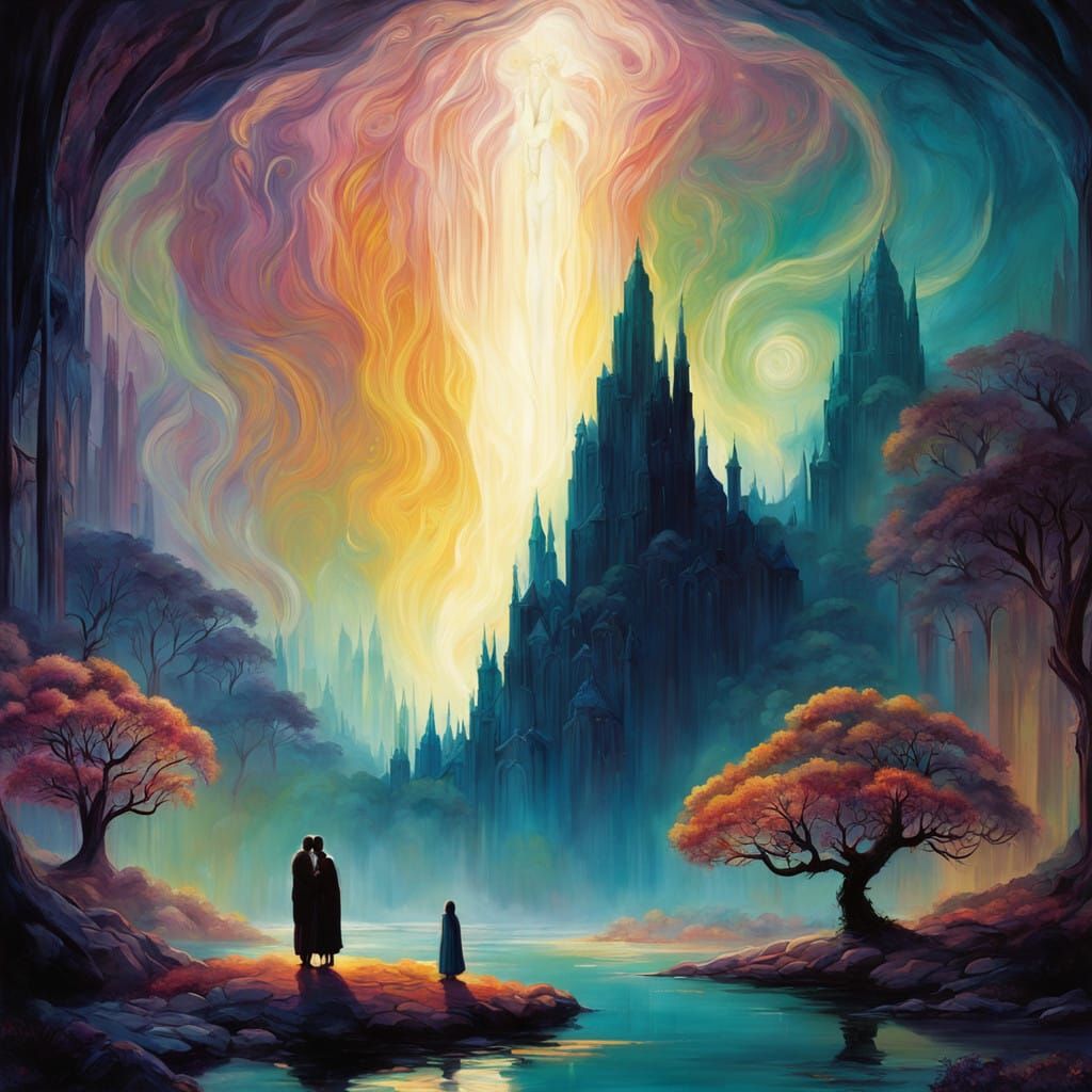 Ethereal Garden of Eden Scene in Dreamlike Impressionist Sty...