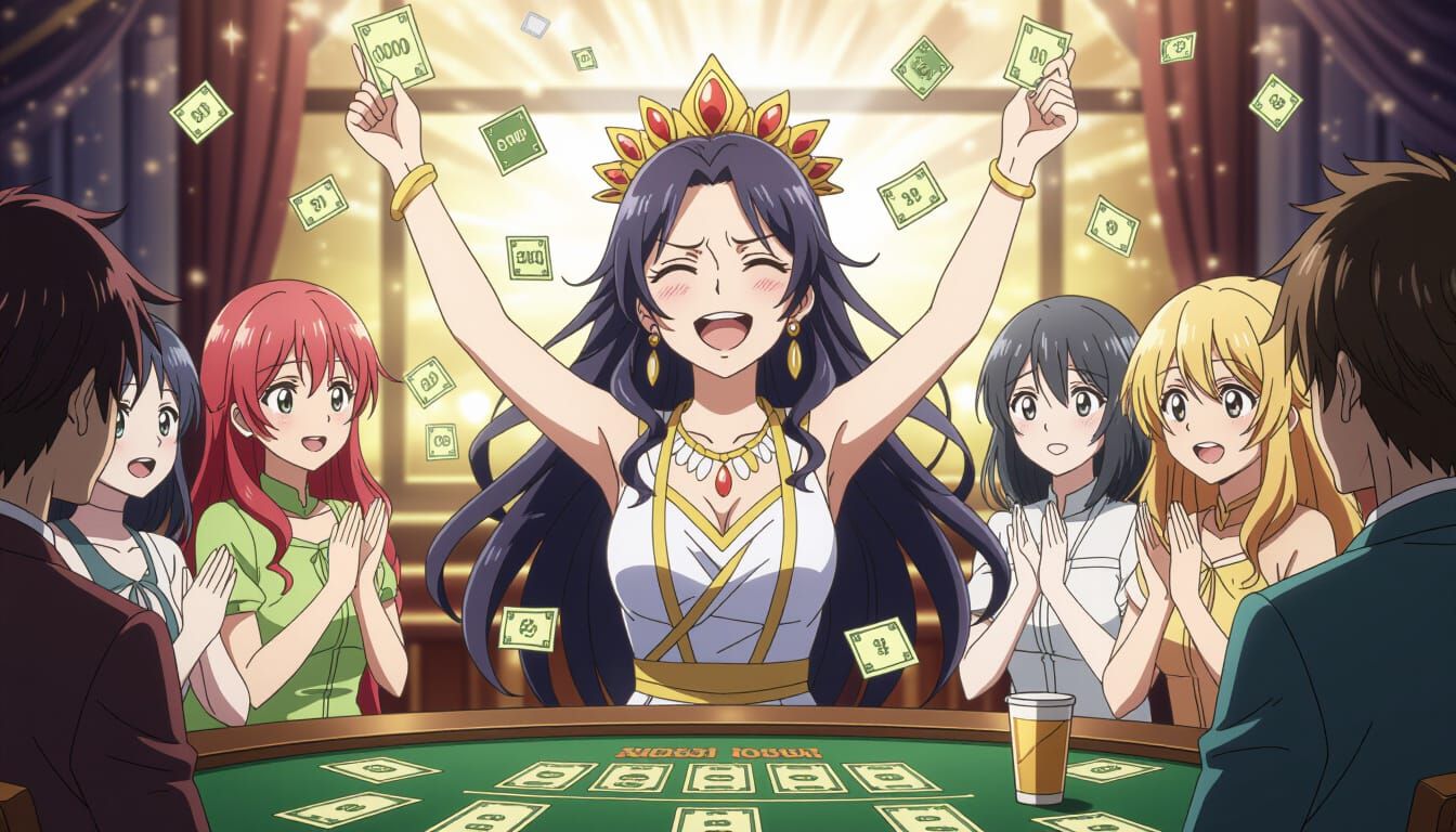 Goddess Fortuna Wins Lottery in Manga Style