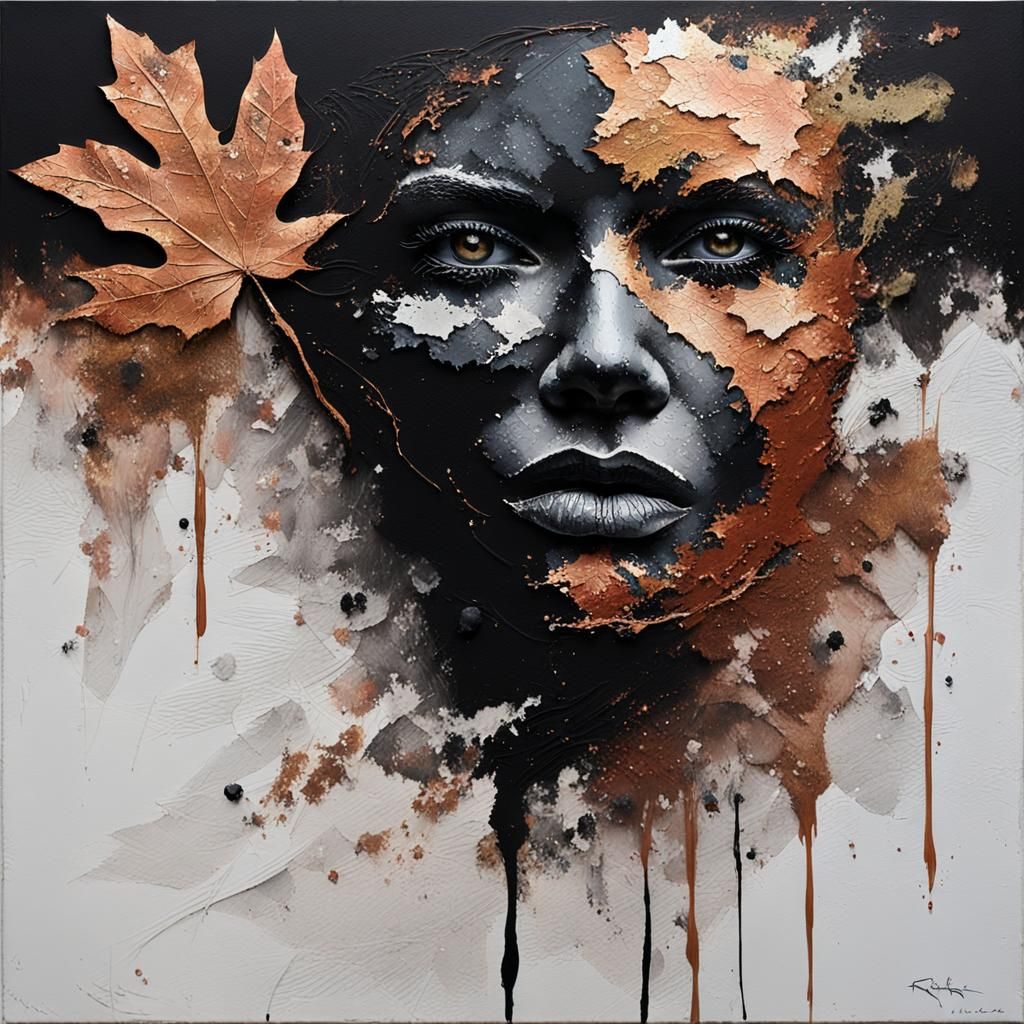 Abstract Portrait in Oil with Copper Highlights