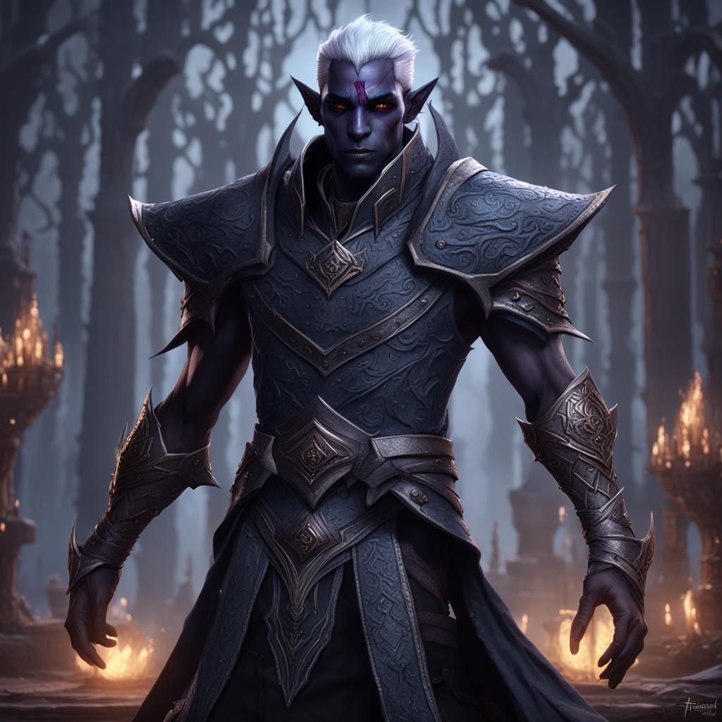 Dark Elf Male in Dark Fantasy Style