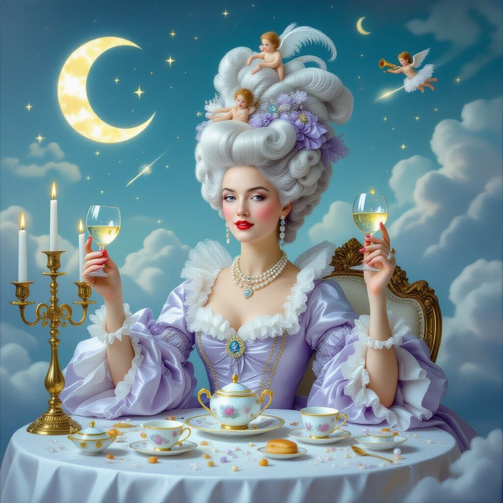 Rococo Noblewoman at Celestial Luncheon