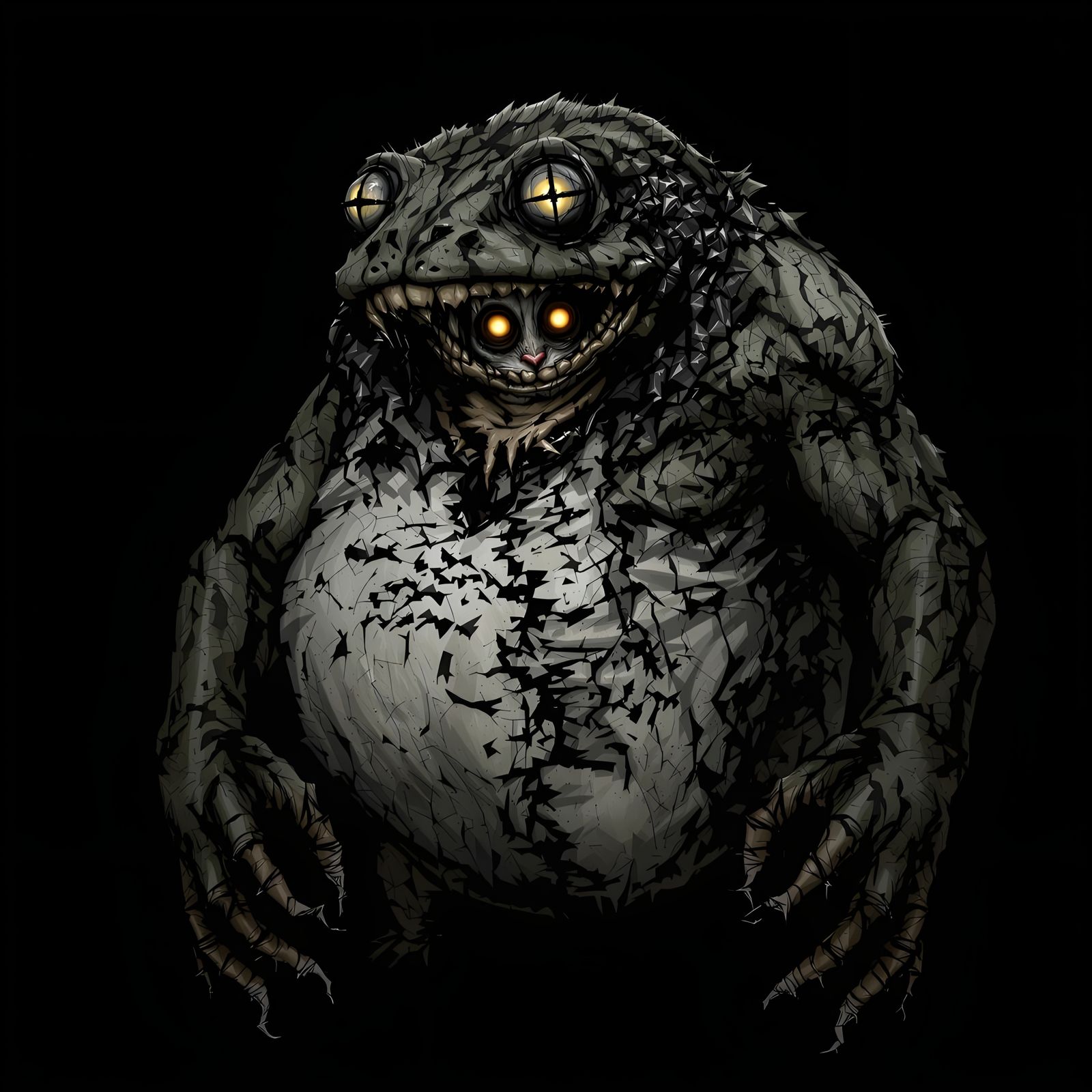 Surreal Toad-Cat Hybrid with Digital Glitch Effects