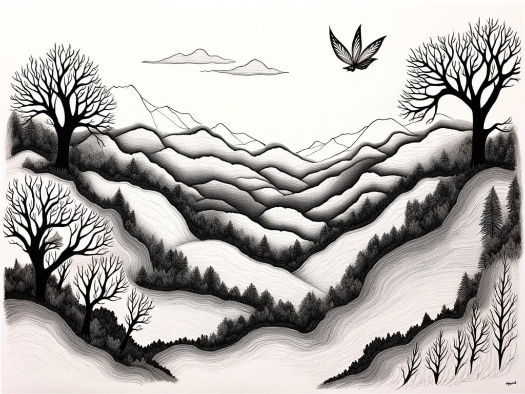 Fantasy Landscape in Sketchy Doodle Style