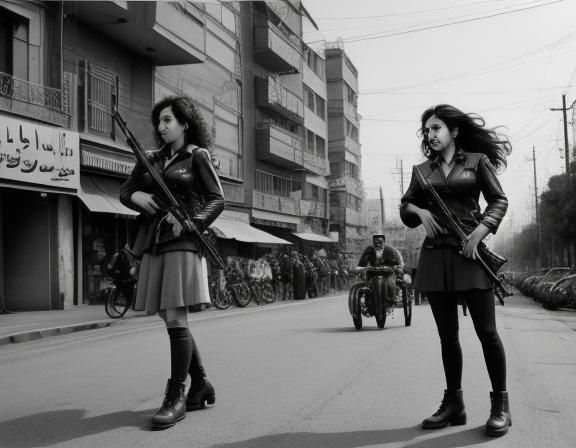 Urban Guerillas in Tehran, 1975: Black and White Photo