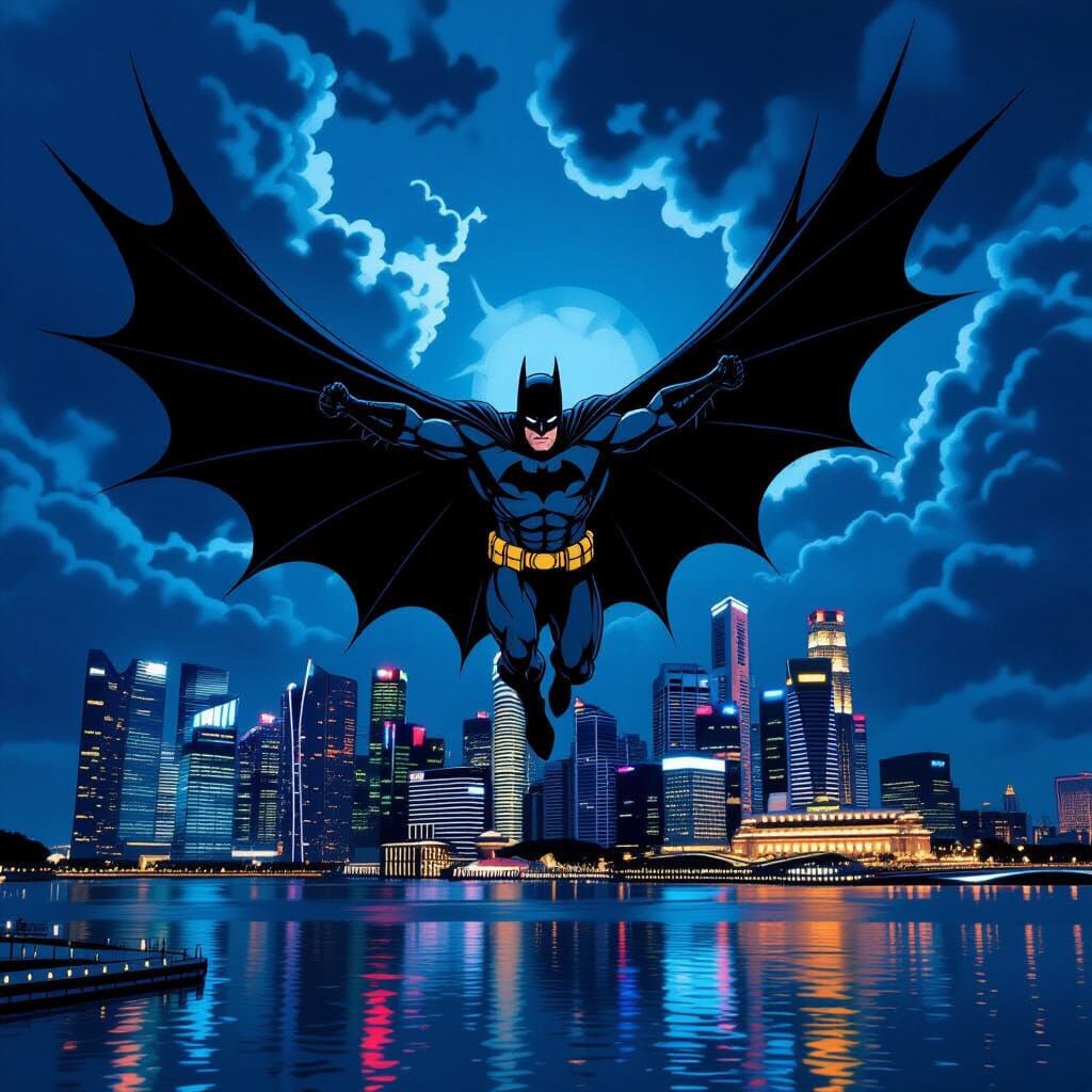Batman Soars Over Singapore Marina Bay Sands