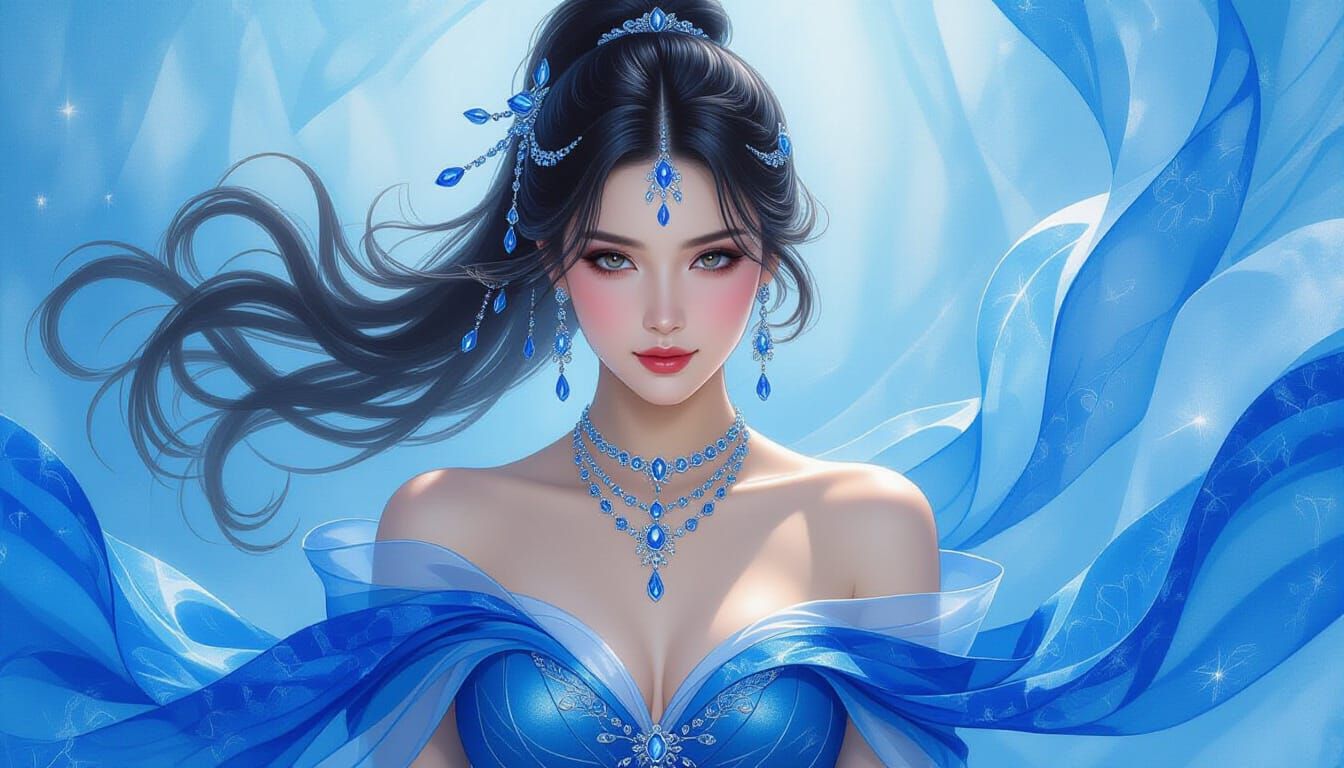 Sapphire Court Dancer in Ethereal Mist