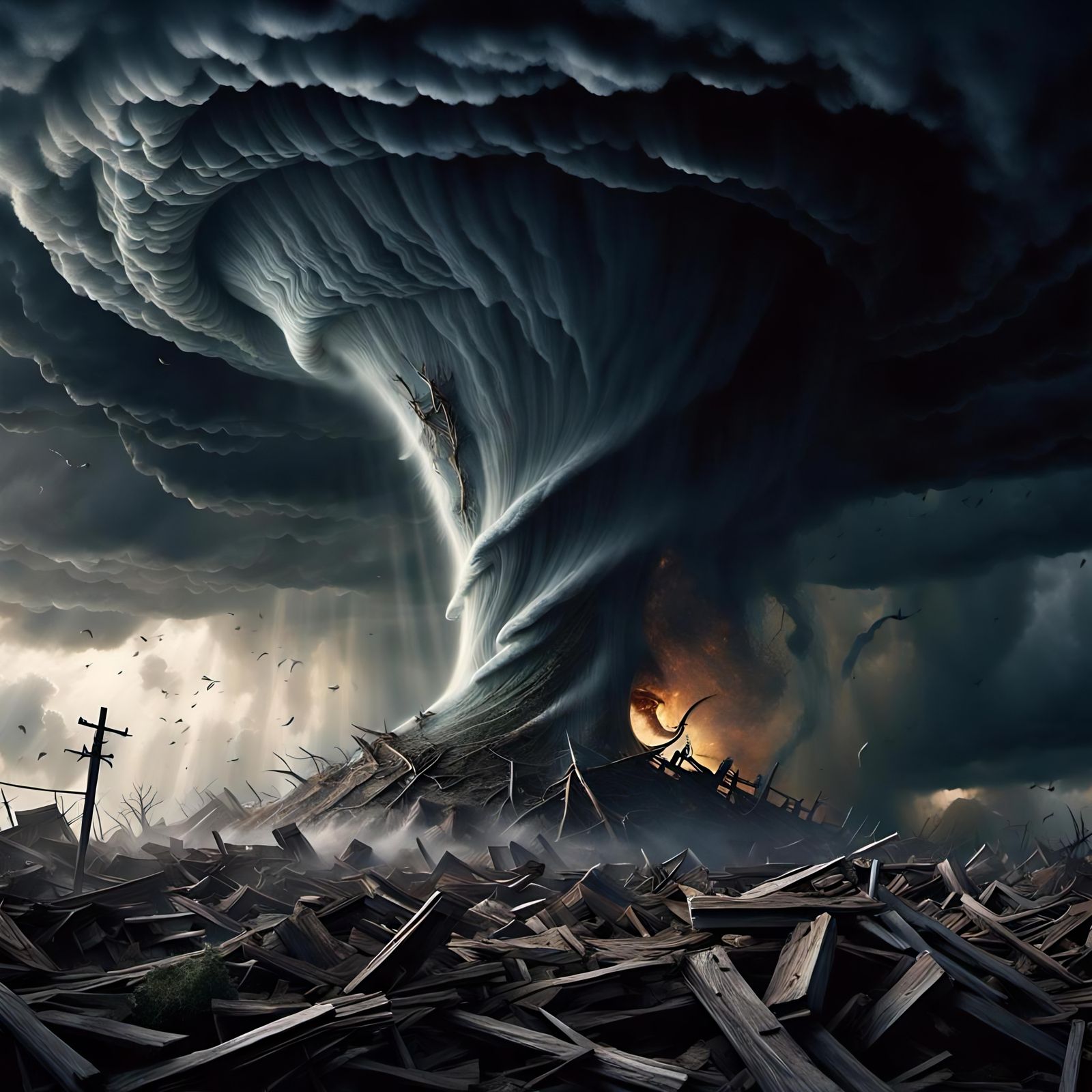 Tornado's Swirling Vortex: Hyperrealistic Digital Matte Pain...