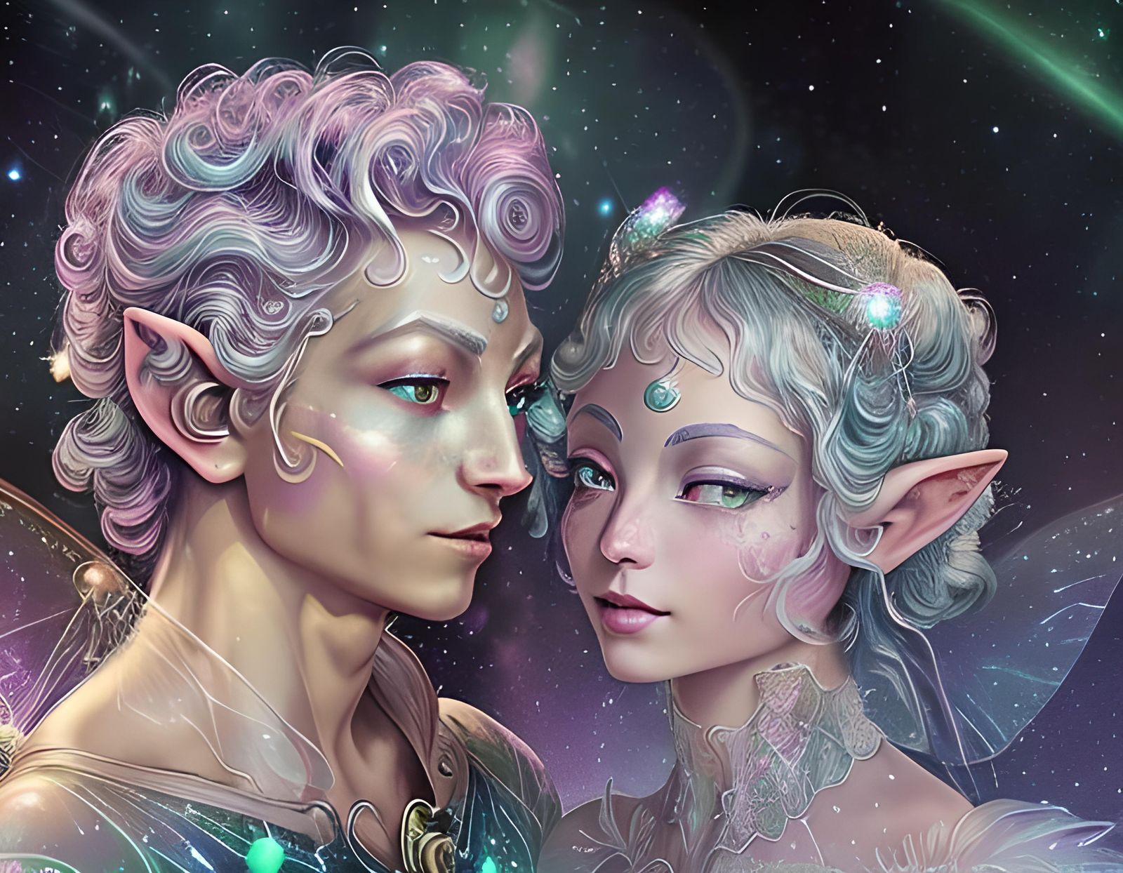 Starlight Fairies in Rococo Galactic Starscape