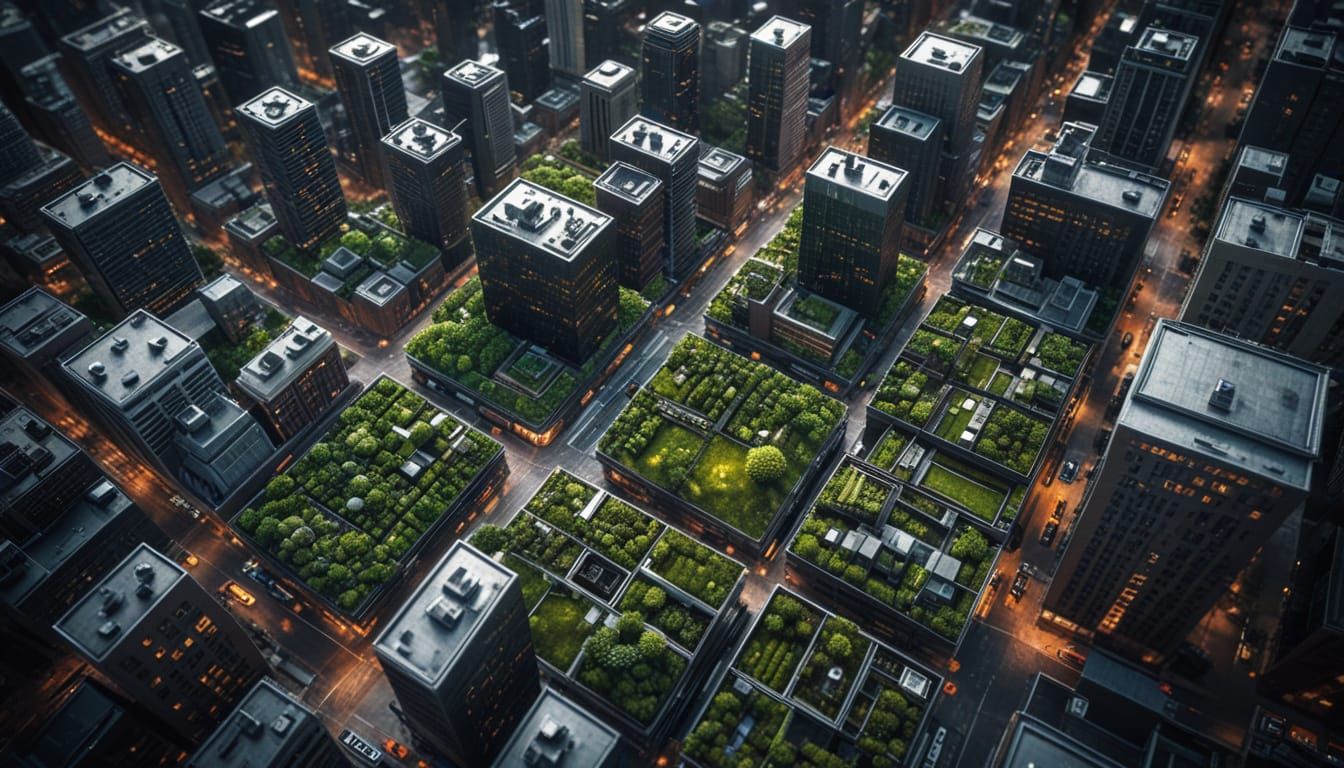 Surreal Hyperrealistic Cityscape from Above