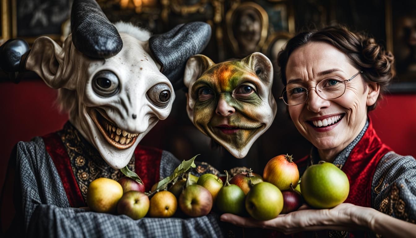 Surreal Restaurant Celebration with Exotic Aliens