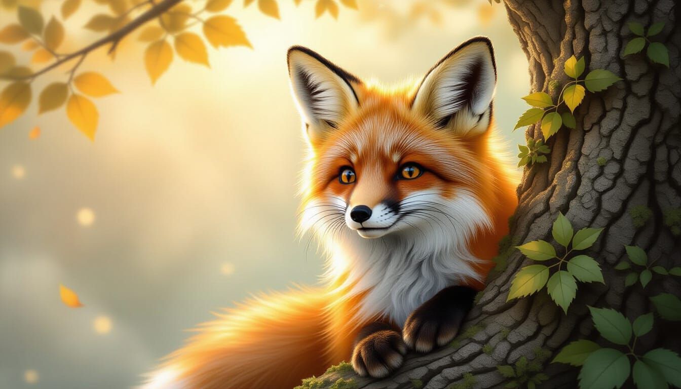 Whimsical Fox in Dreamy Landscape