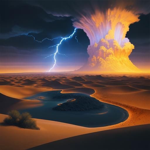 Holy Eye in Arabian Desert: Surreal Oil Painting