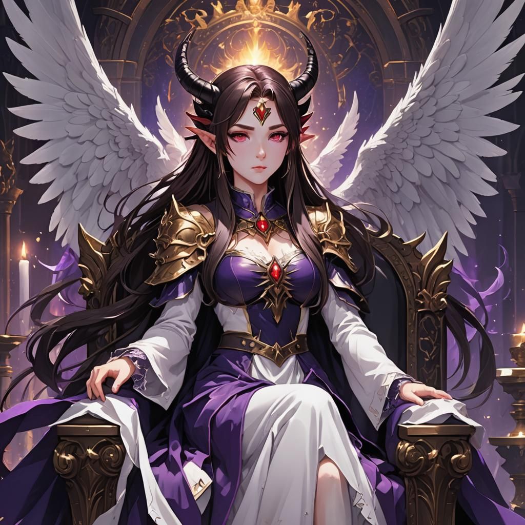 Nephalem Female with Wings and Horns in Anime Style