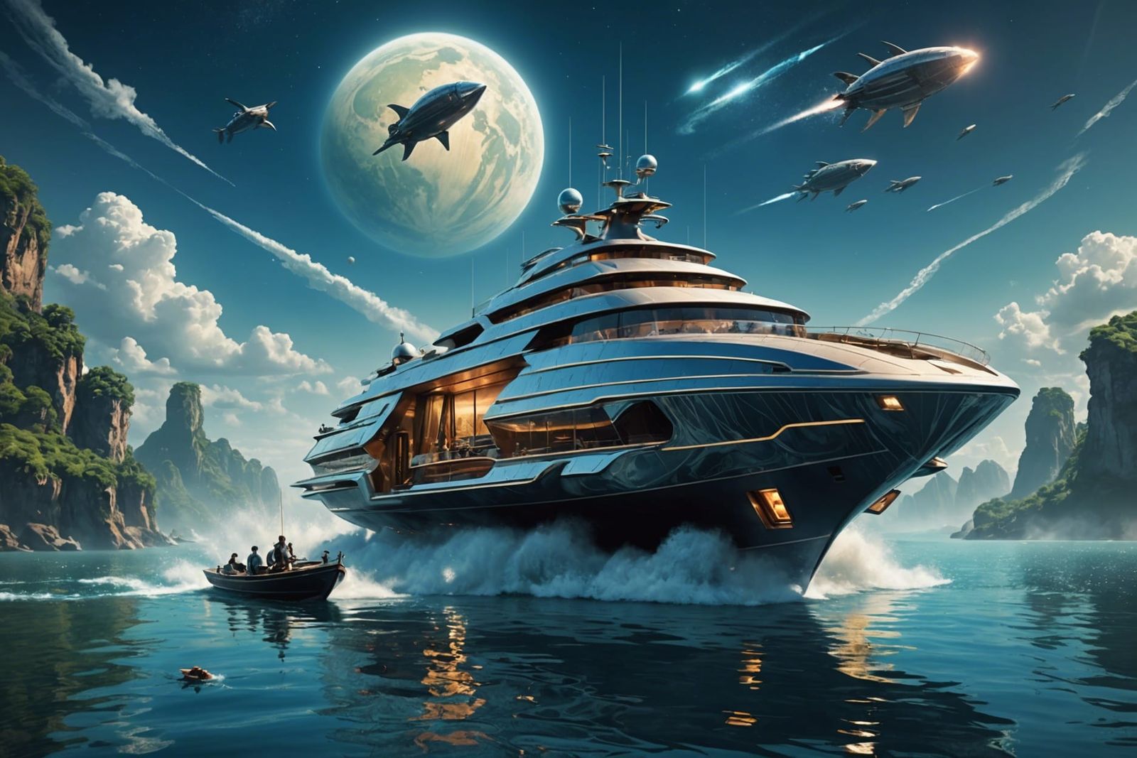 Psychedelic Time Traveler's Yacht in Holy Waters