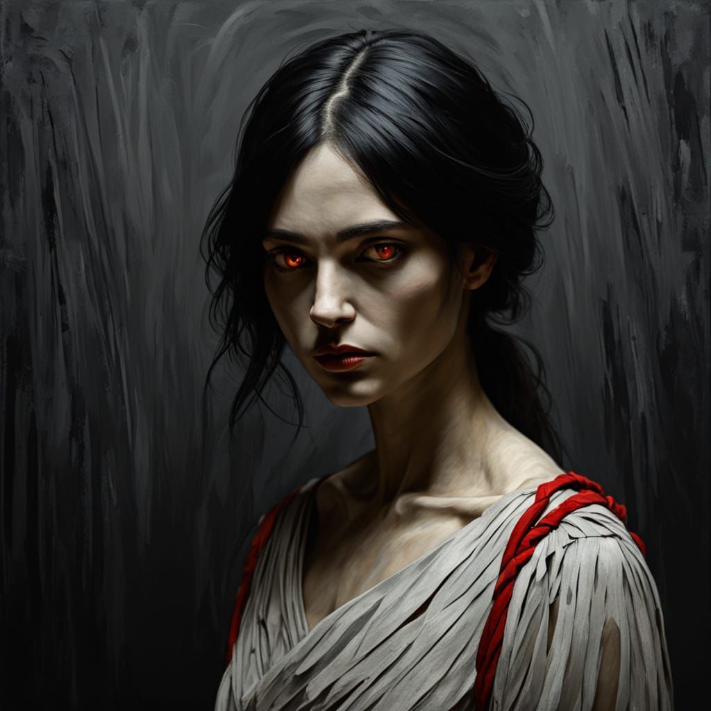 Proud Model in Dramatic Oil Painting