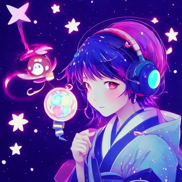 Anime Vtuber Character with Glowing White Hair