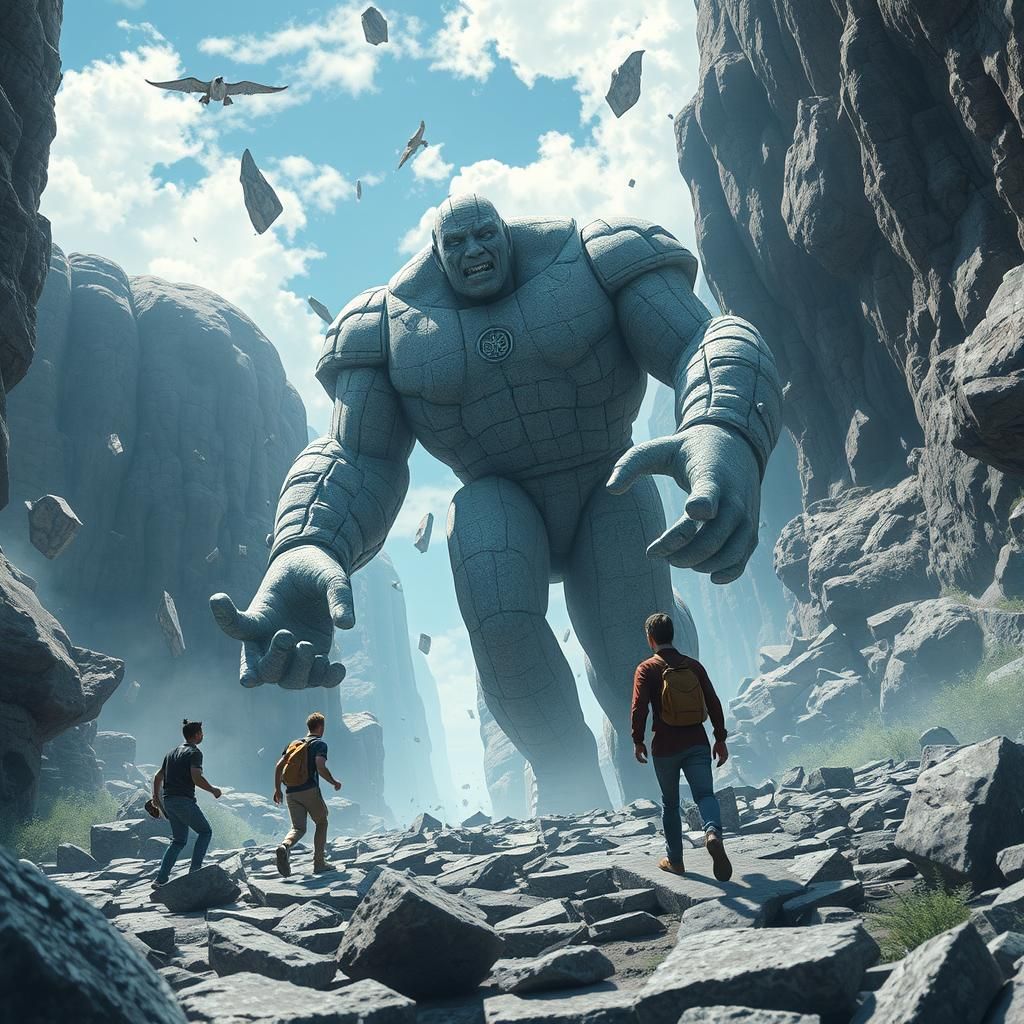 Hyperrealistic Stone Giant Shatters On Impact