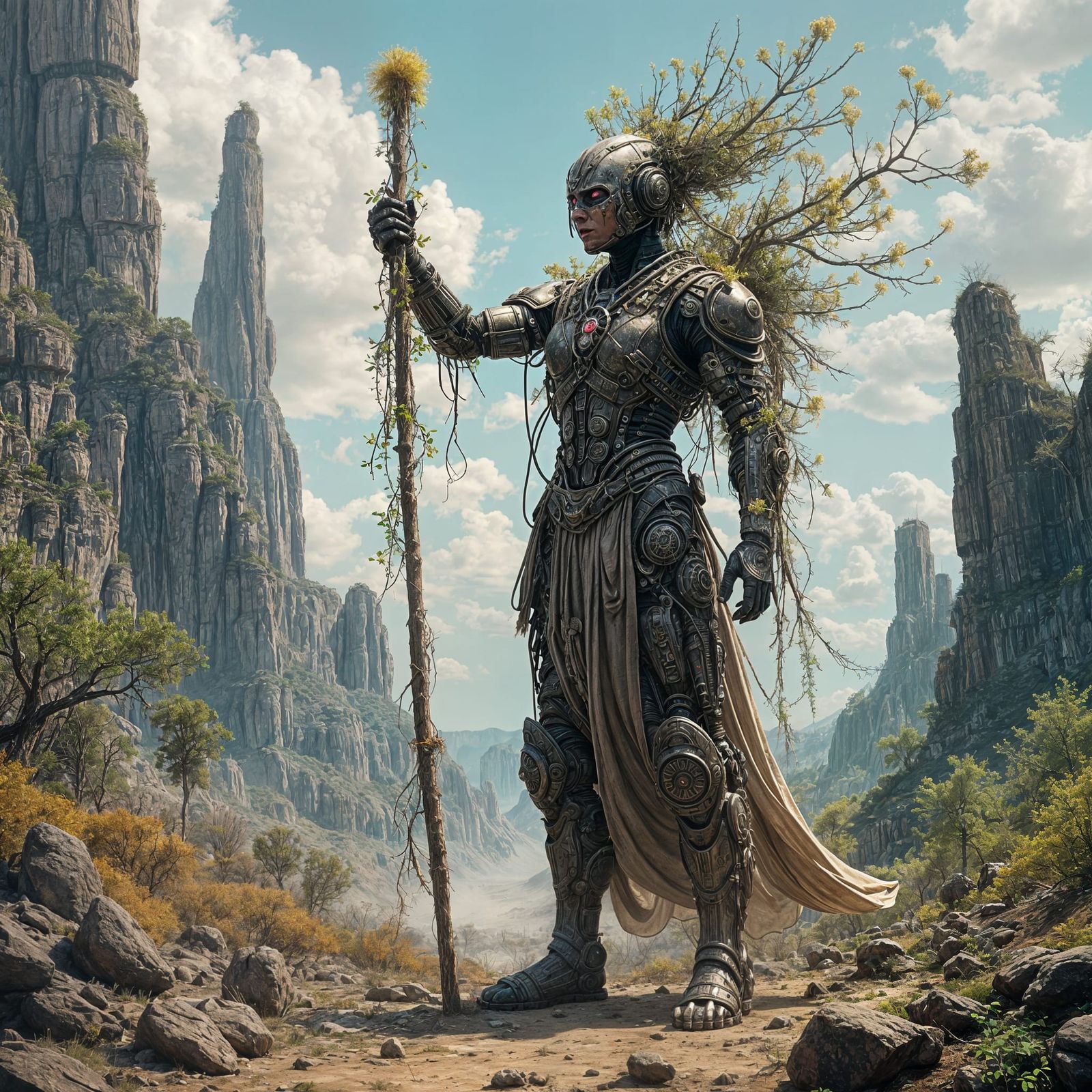 Futuristic Shaman in Wasteland: Dark Fantasy Concept Art