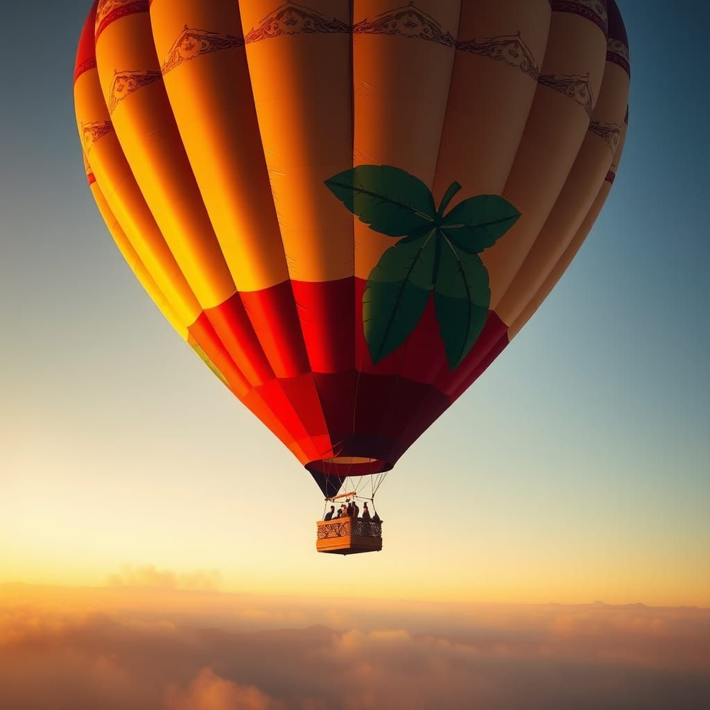 Cherry Hot Air Balloon Soaring at Dawn