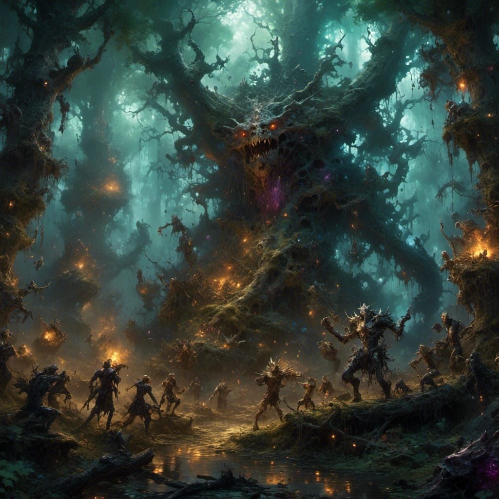 Undead Elf in Purple Fantasy Forest