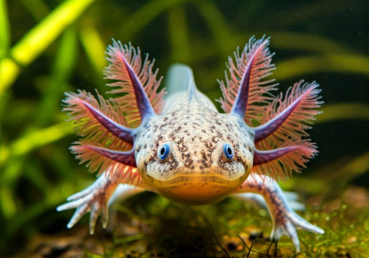 Axolotl in Vibrant Close-Up, Captured in National Geographic...