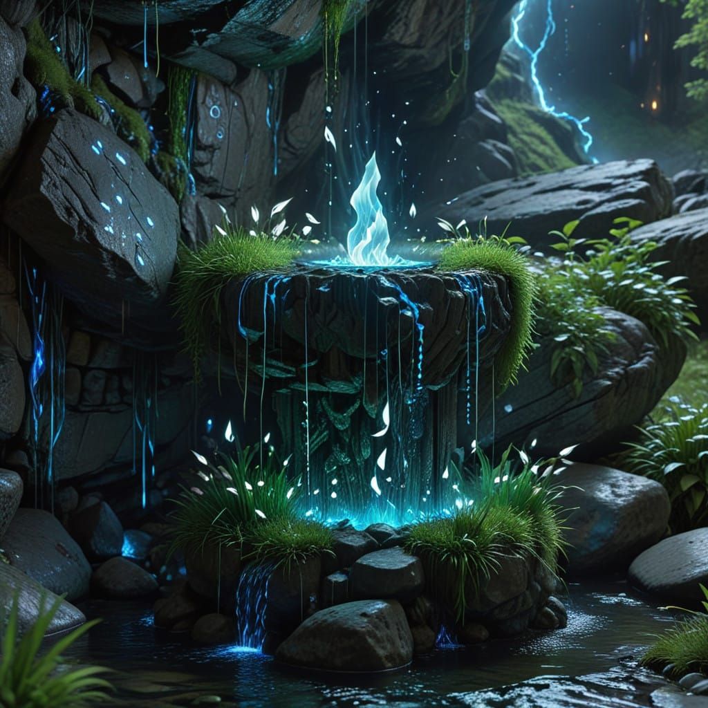 Mystical Ember Adrift Amidst Ancient Runes