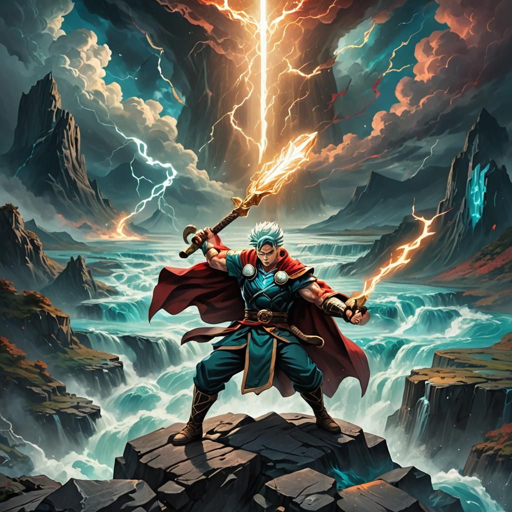 Gohan as Thor in Naruto World Fantasy Art