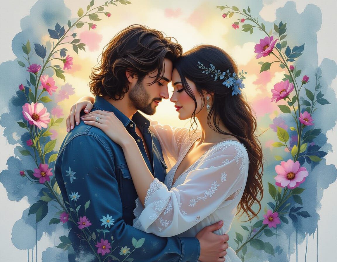 Ethereal Embrace in Mystical Botanical Setting