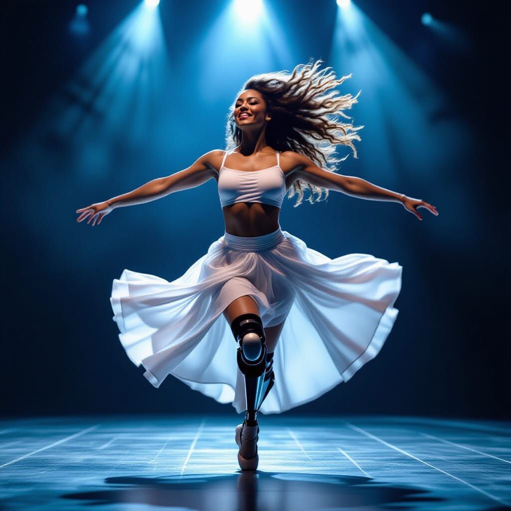 Graceful Dancer With Prosthetic Leg Spins On Stage