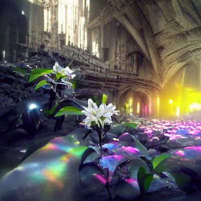 Sparkling Flowers Bloom in Gothic Cathedral