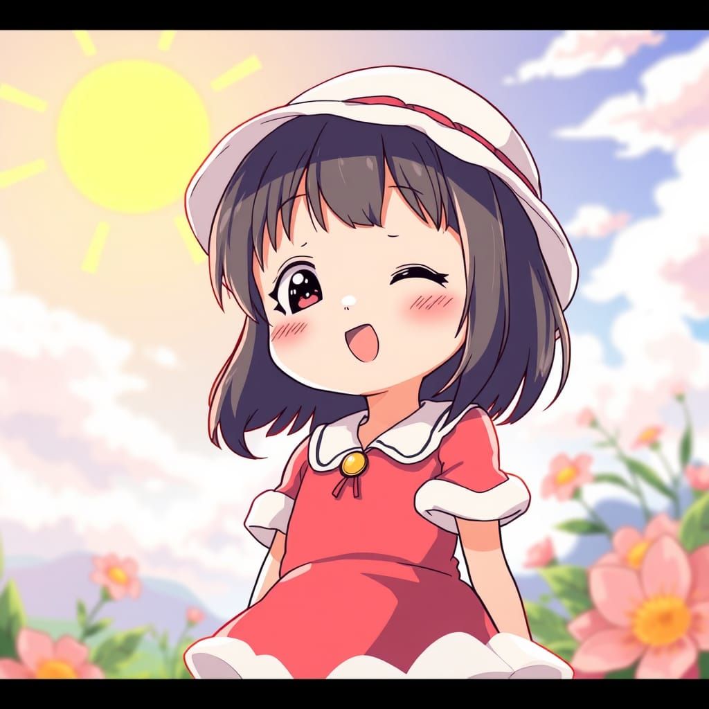 Cute Sunny Character in Cel-Shaded Anime Style