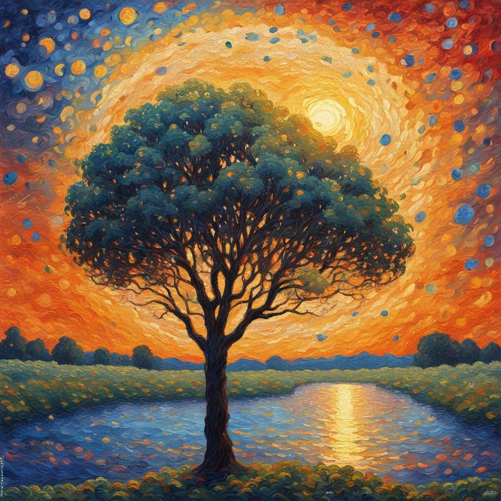 Celestial Motion in Expressionist Impasto Style