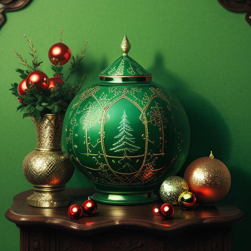 Surreal Red Baubles on a Verdant Christmas Tree in Warm Afte...