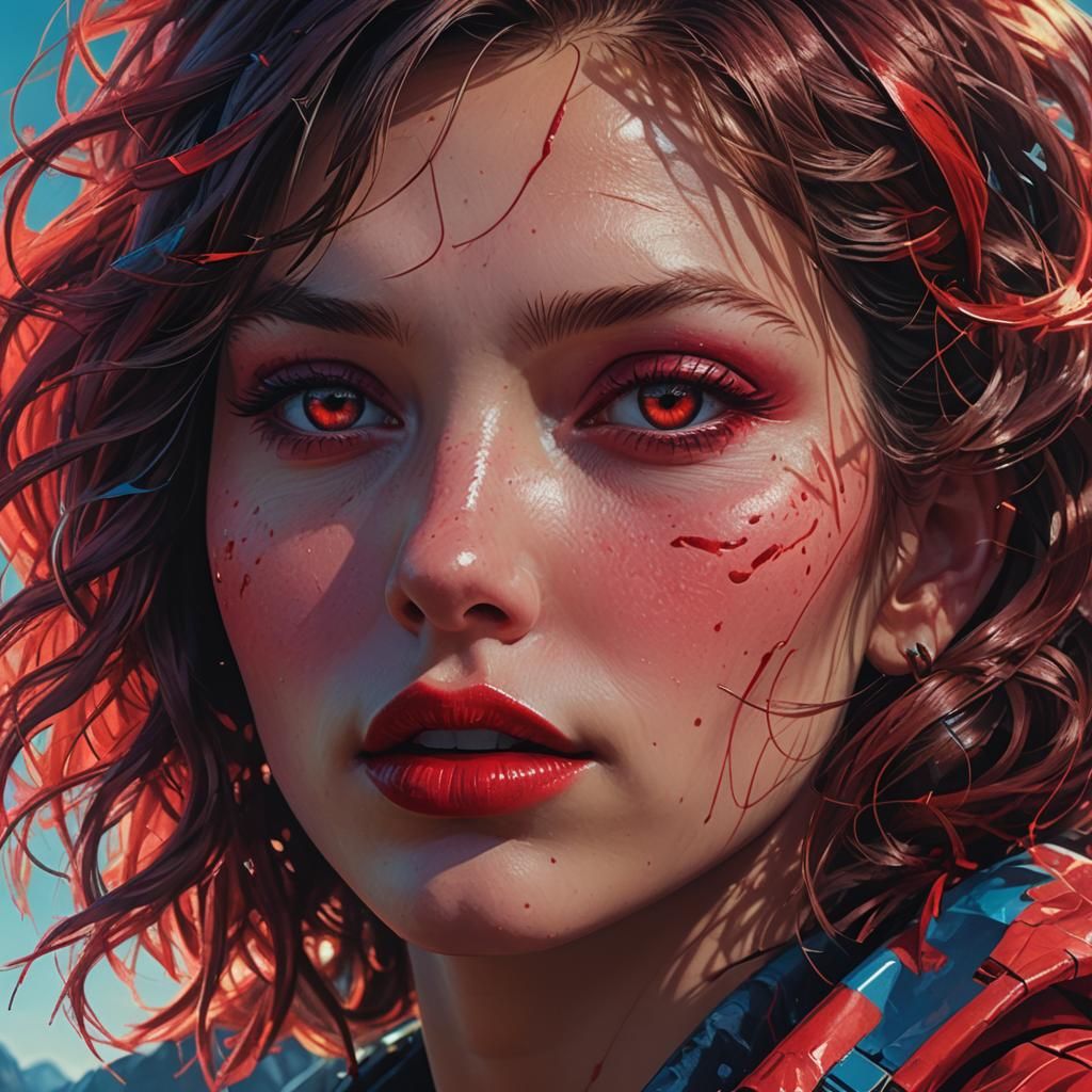 Hyperrealistic Ruby Red Lips in Vibrant Concept Art