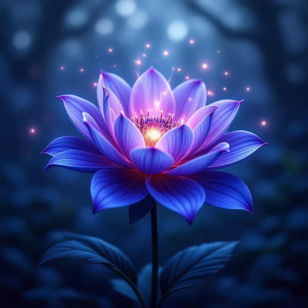 Ethereal Amethyst Flower Glowing in Enchanted Forest