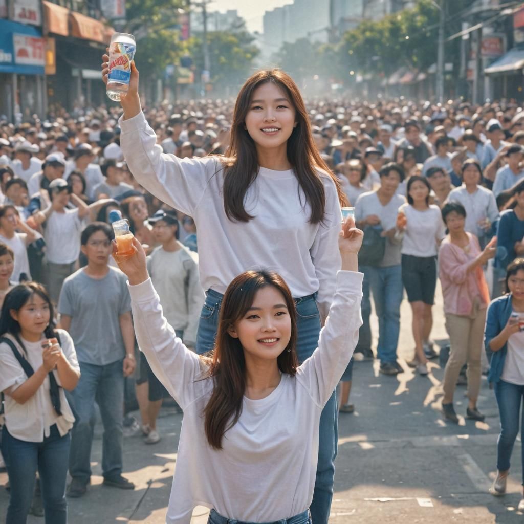 Young Girl with Drink: Detailed Matte Painting