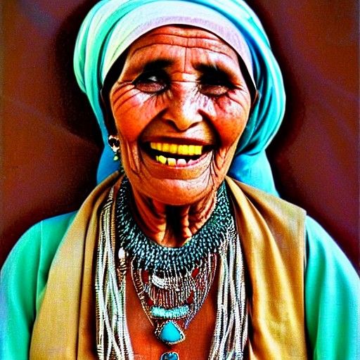 Moroccan Shaman Woman Portrait in Expressionistic Style