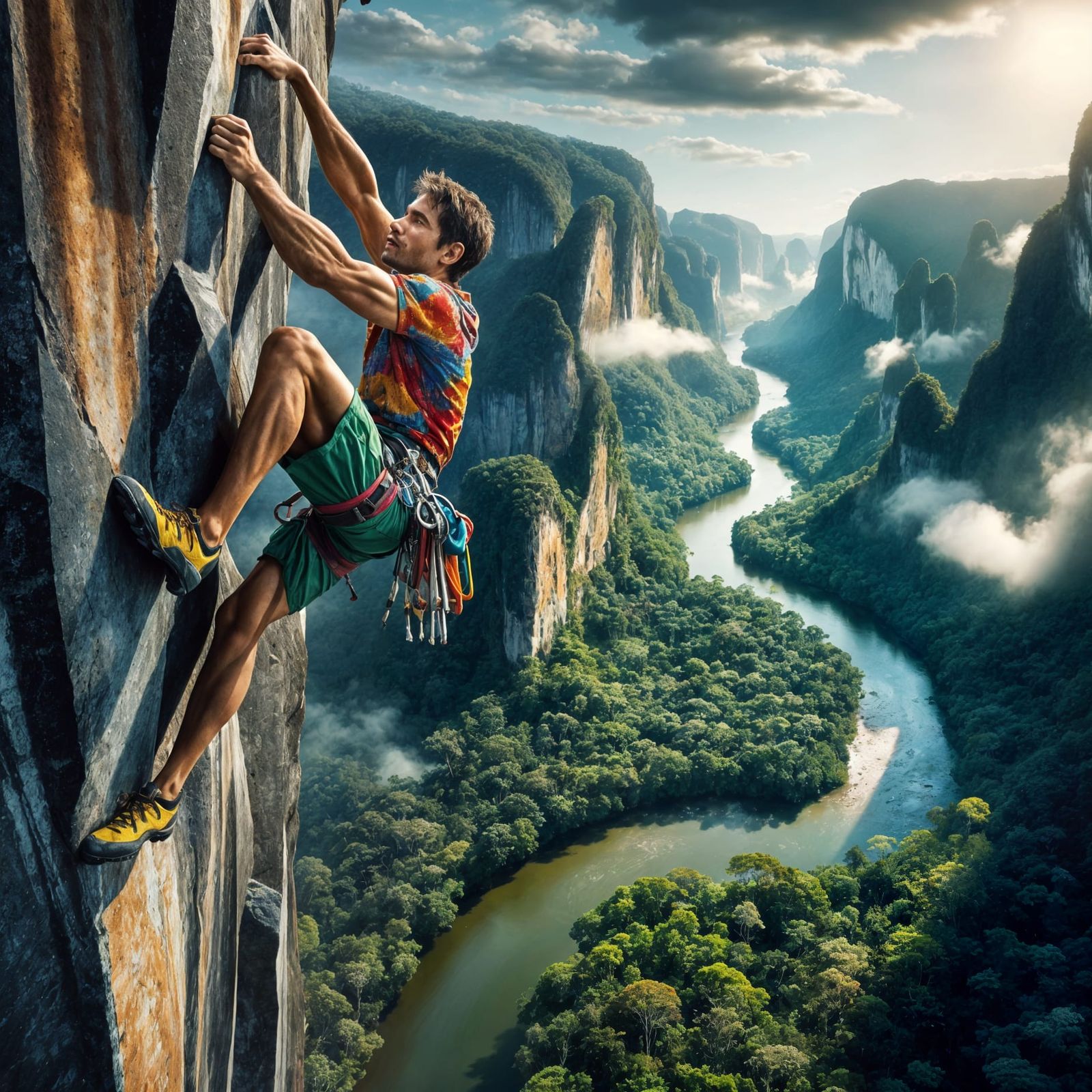 Fearless Climber Ascends Amazon Rock Face