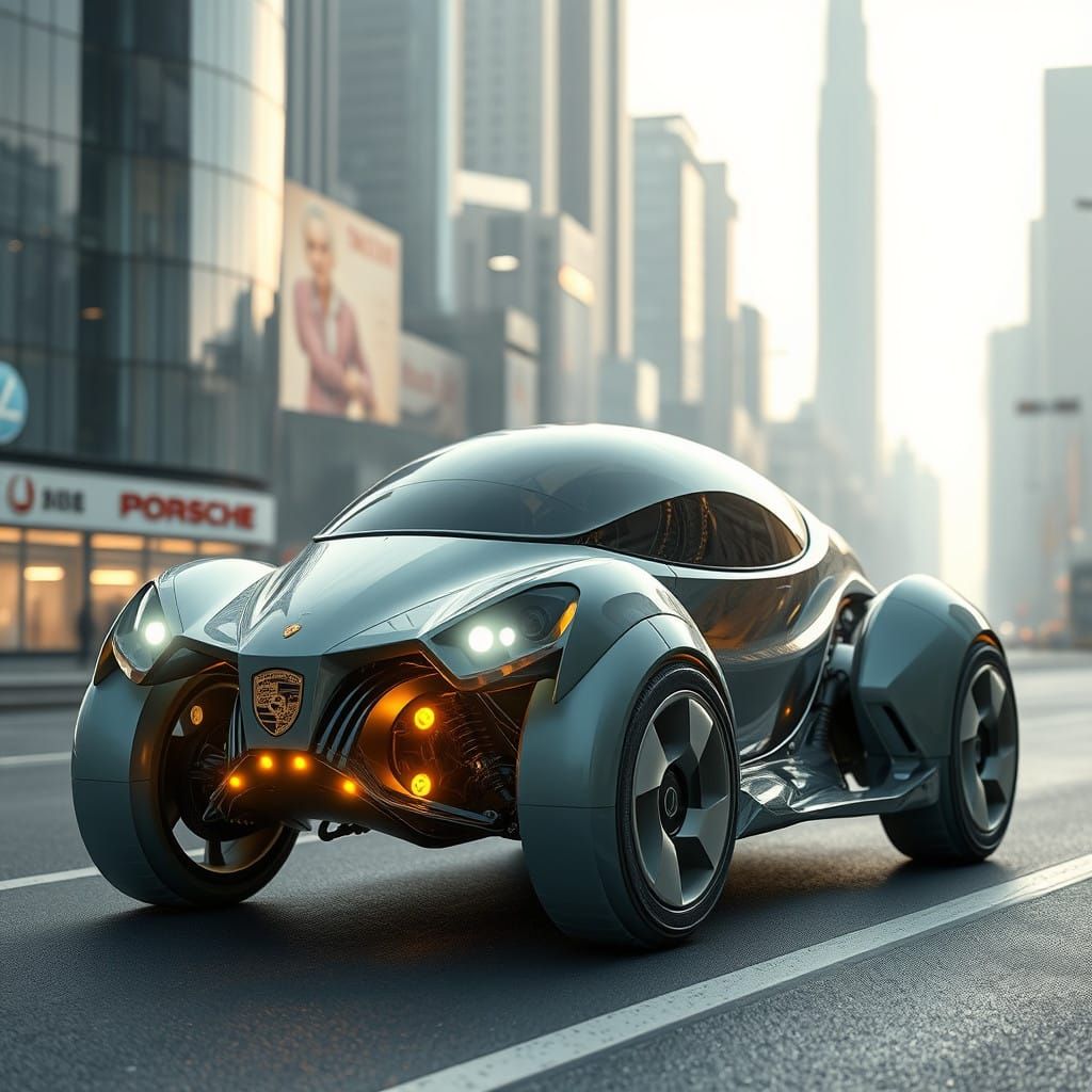 Alien Cyborg SUV in Parametric Cityscape